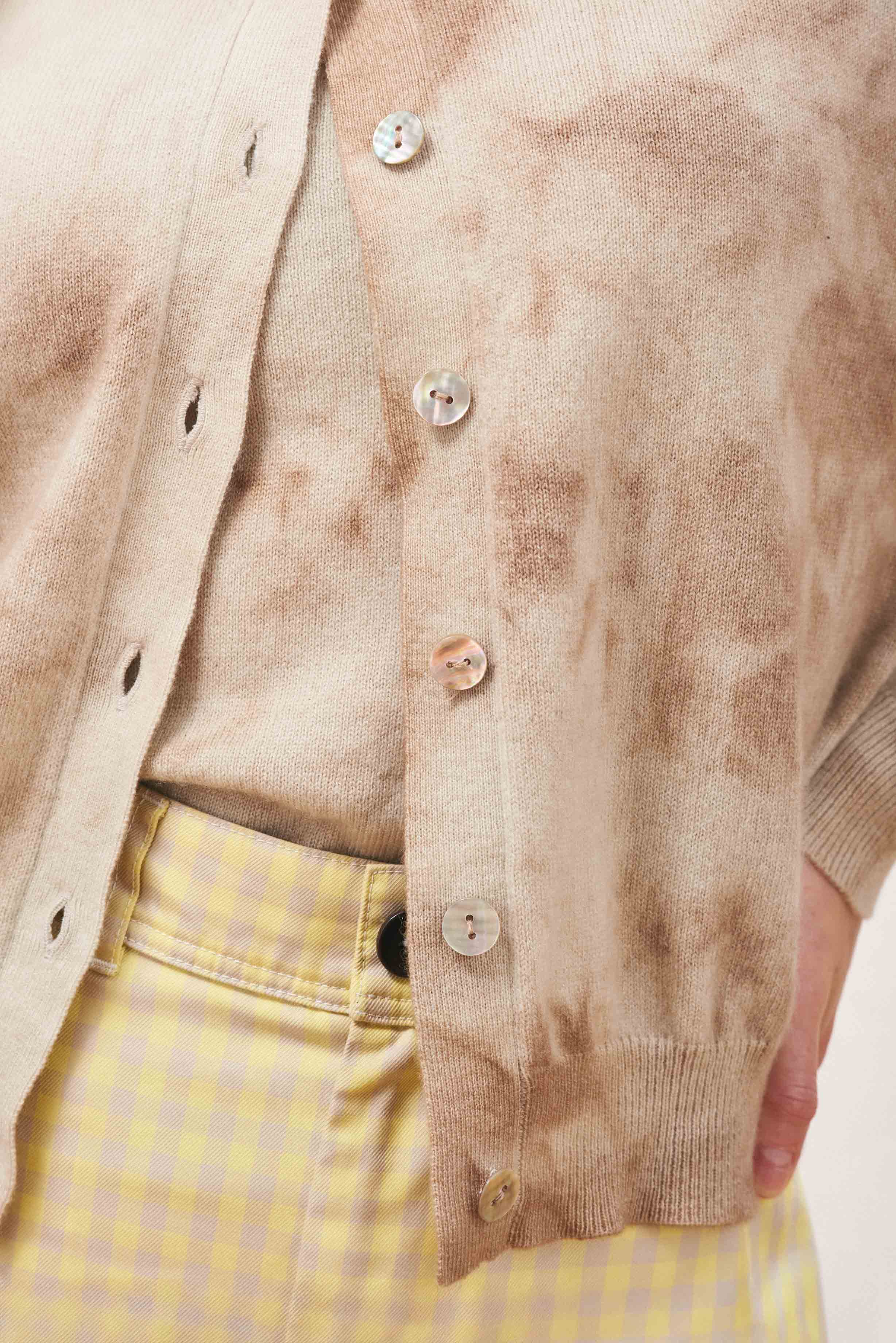 Cashmere Batik Cardigan in Camel - Image 4