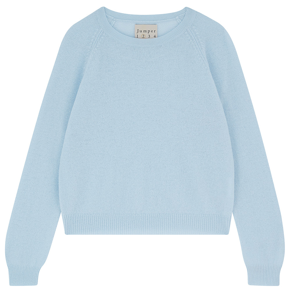 Cashmere Crop Crew in Pale Blue