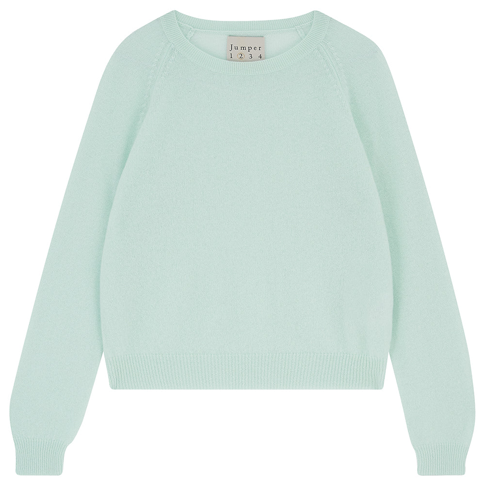 Cashmere Crop Crew in Pale Green