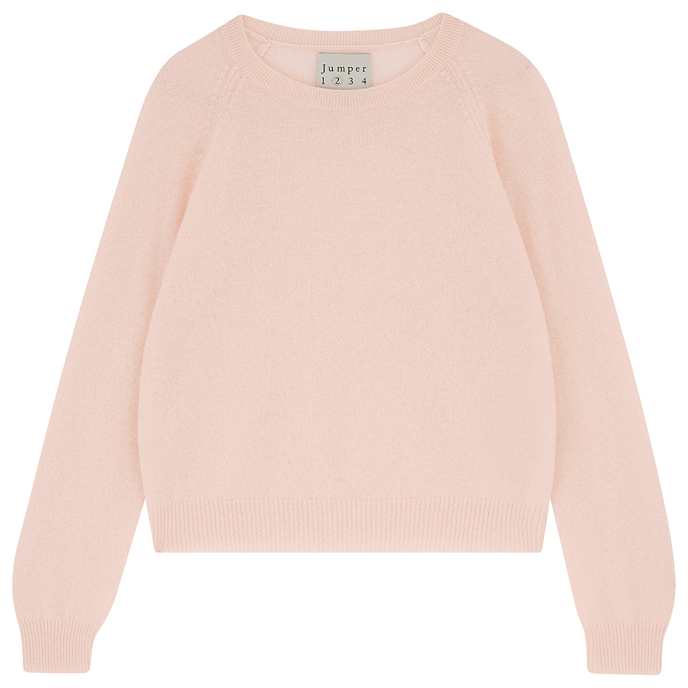 Cashmere Crop Crew in Pale Pink