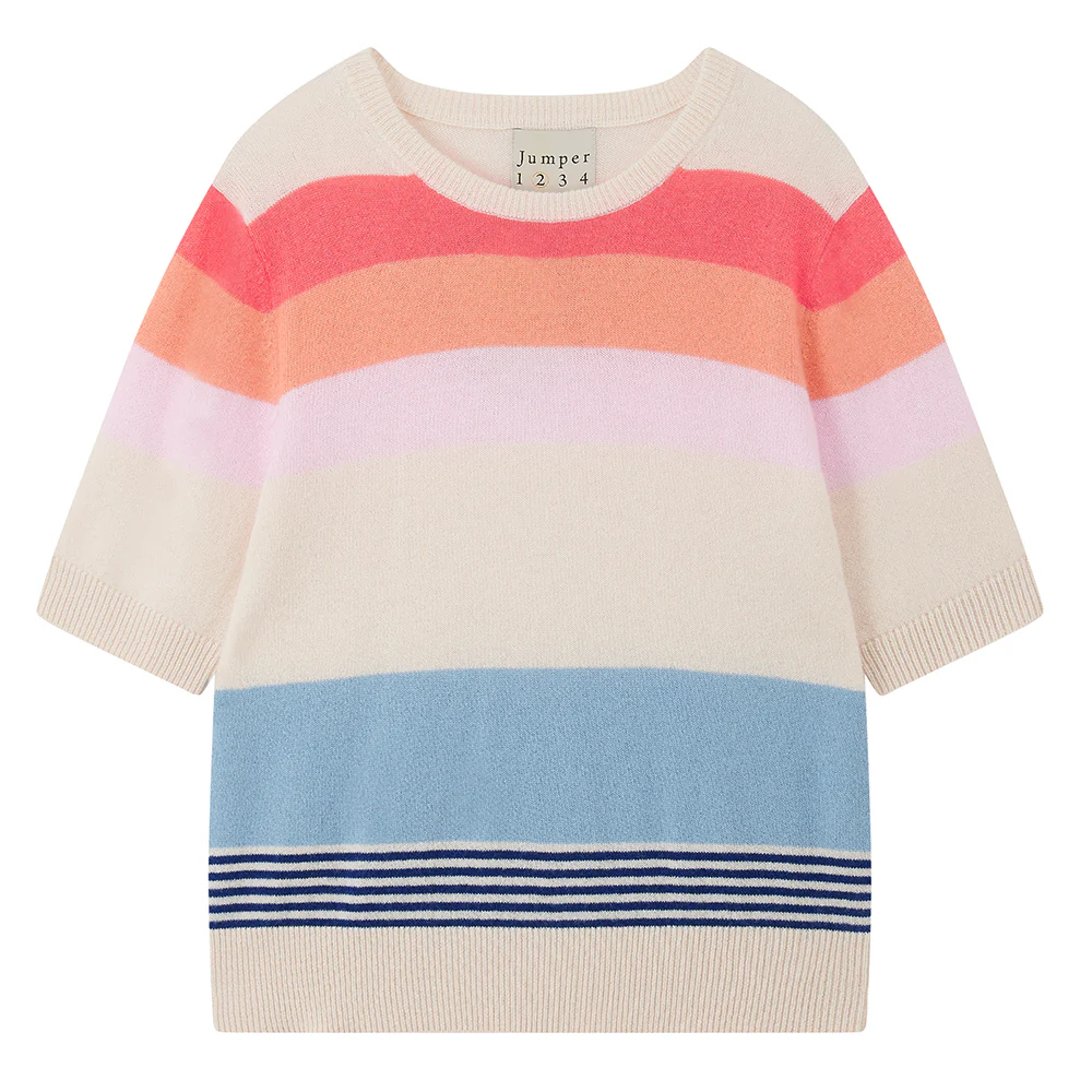 Cashmere Deckchair Stripe T Shirt in Oatmeal