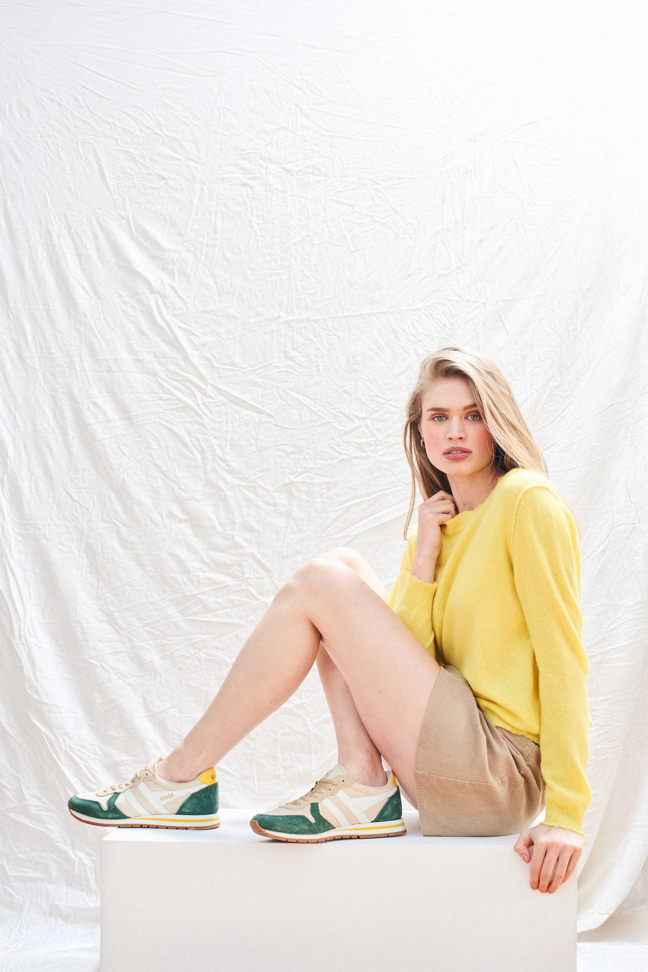 Cashmere Distressed Crew in Yellow - Image 4