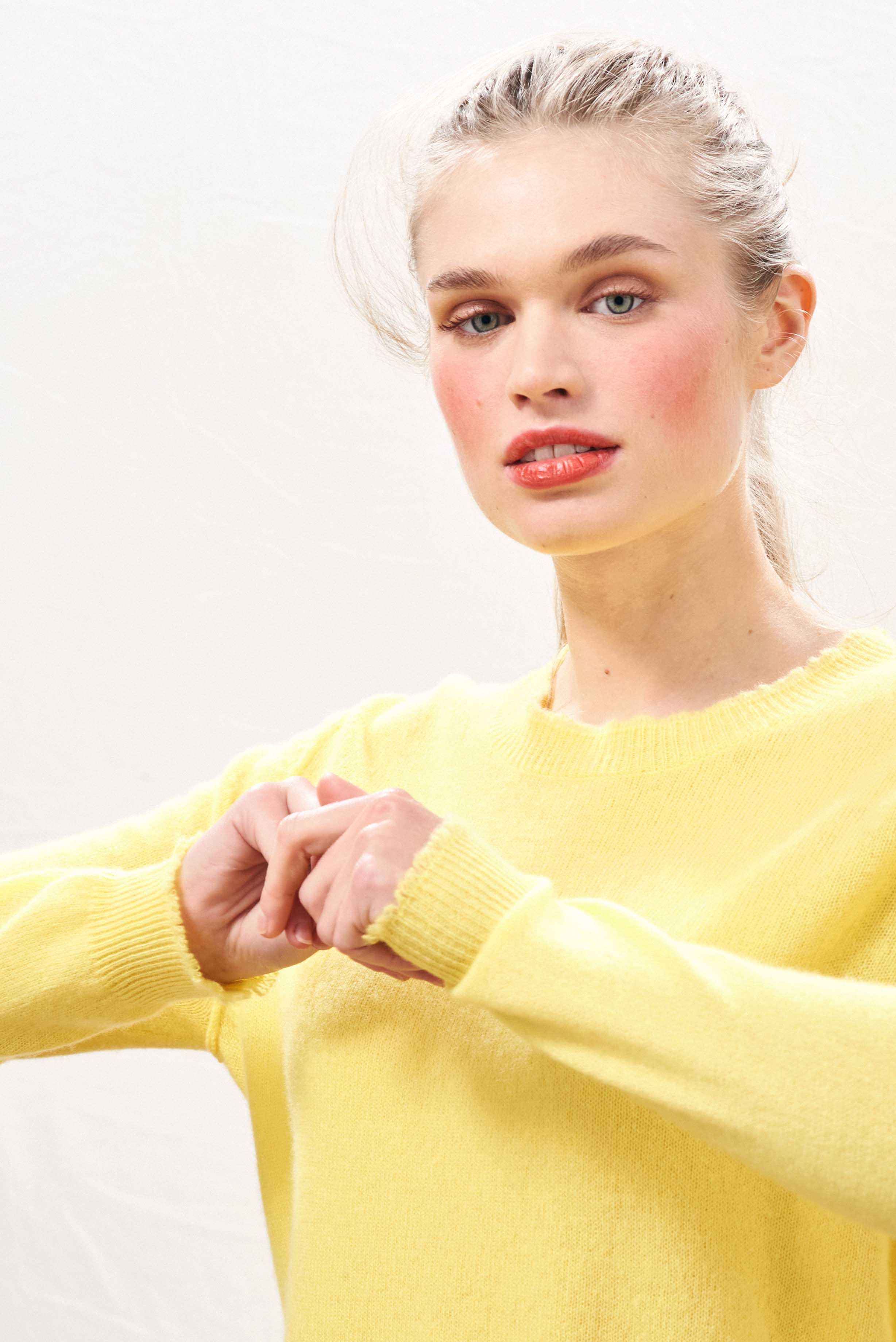 Cashmere Distressed Crew in Yellow - Image 5