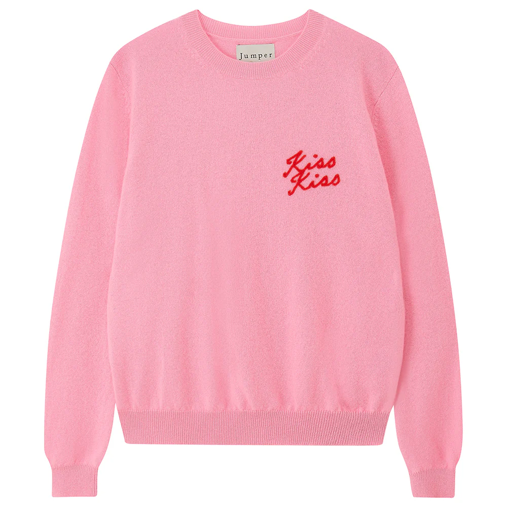 Cashmere Kiss Kiss Crew in Pink