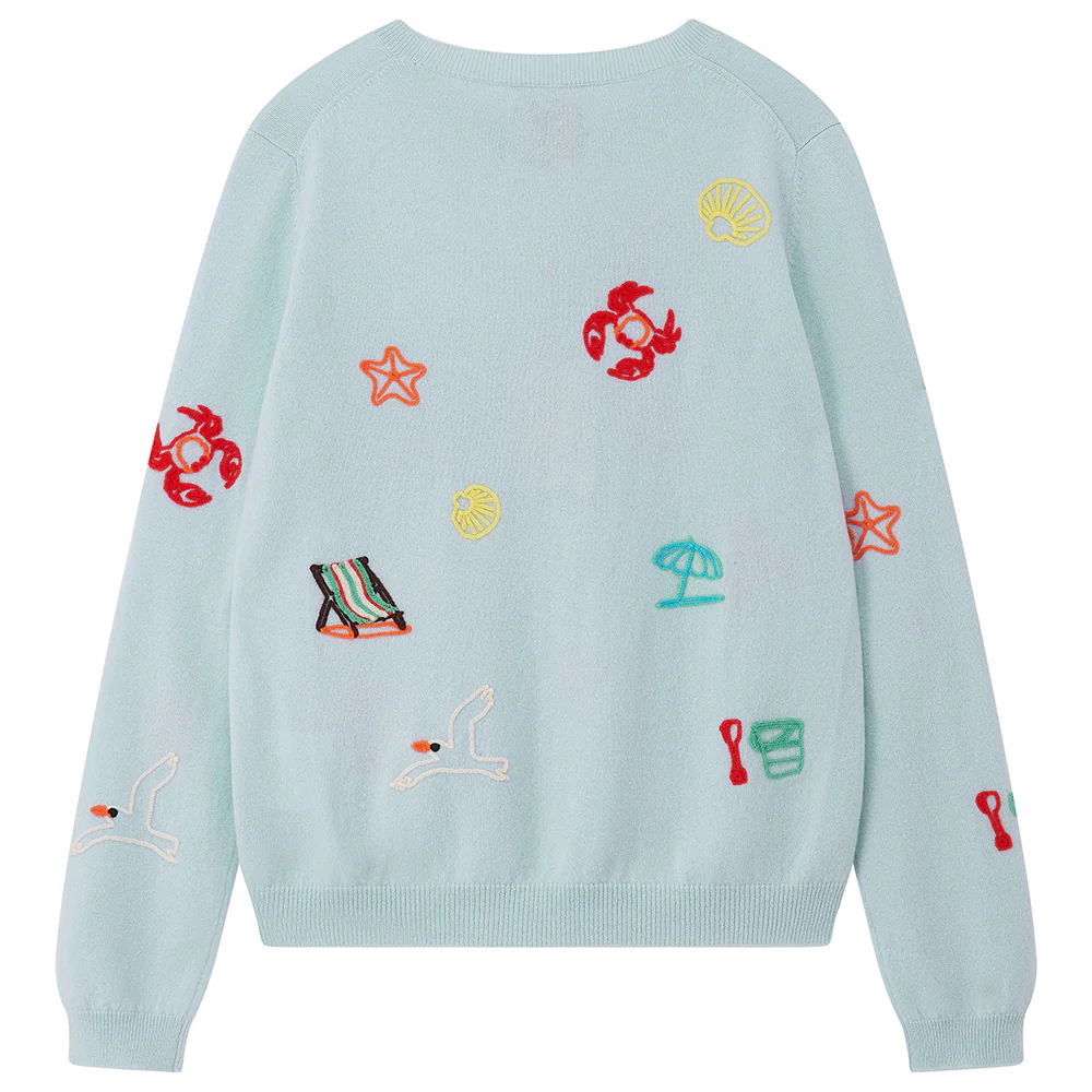 Cashmere Seaside Tribute Crew in Pale Blue - Image 2
