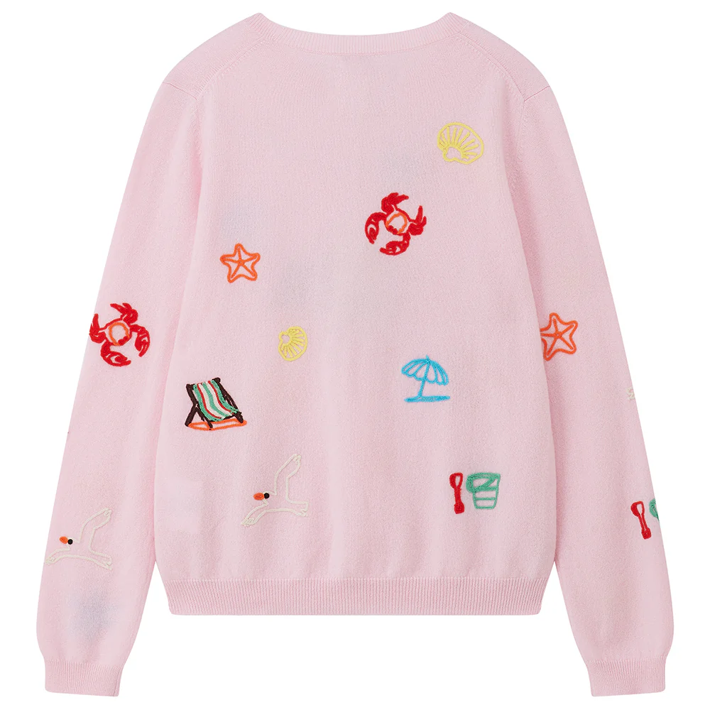Cashmere Seaside Tribute Crew in Pale Pink - Image 2